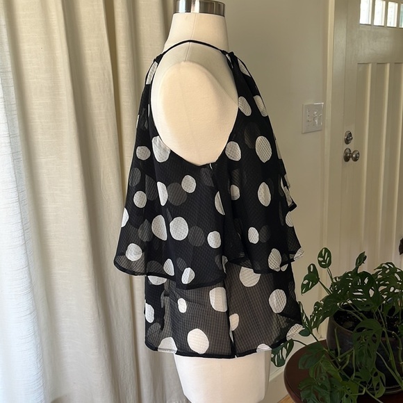 Who What Wear Tiered Tank Blouse in Polka Dot NWT XS - Picture 6 of 11